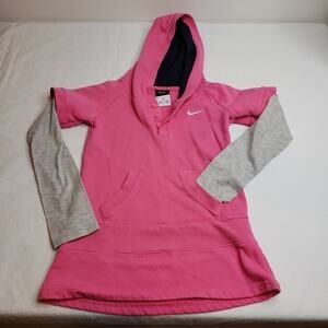 Nike 1/4  Button Up Hooded Kangaro Sweatshirt with Tee Shirt Sleeves 6X Girls